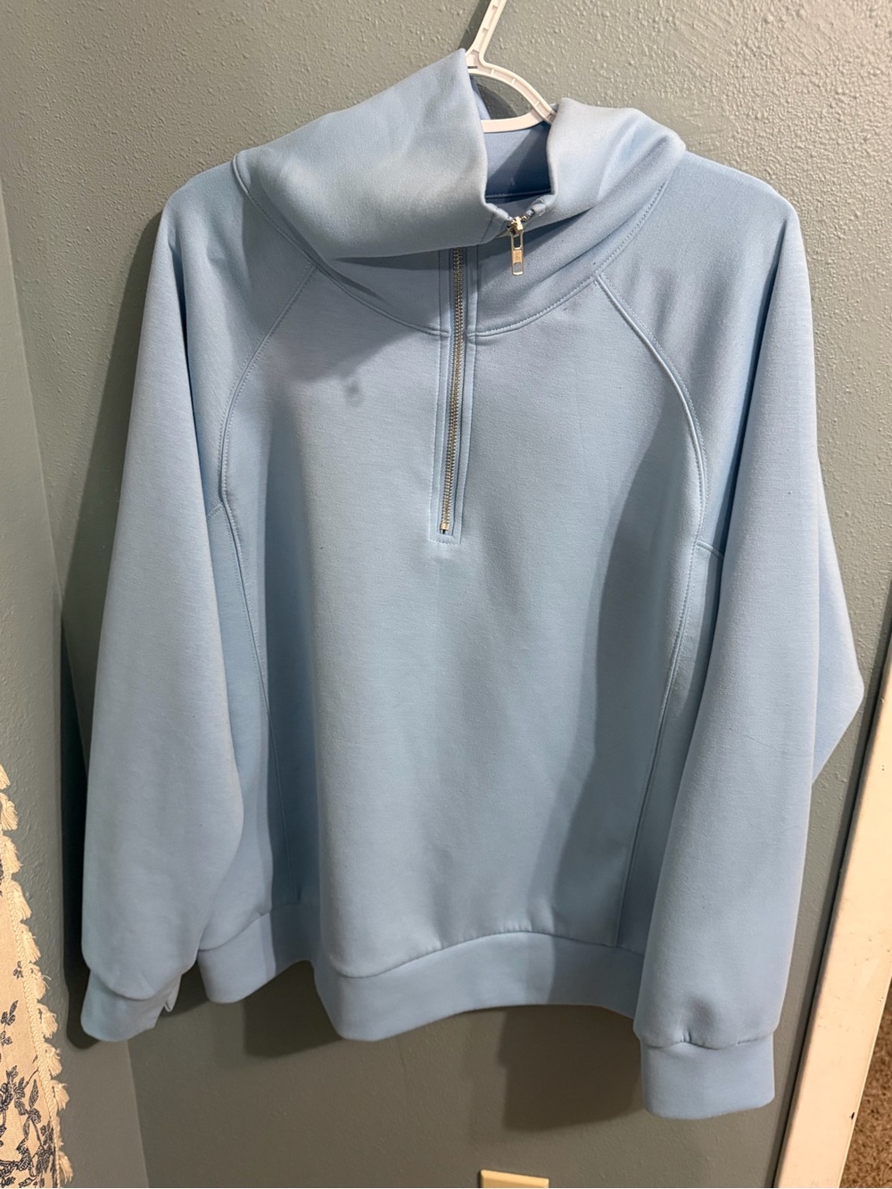 Women’s Light Blue Half-Zip Sweatshirt Pullover